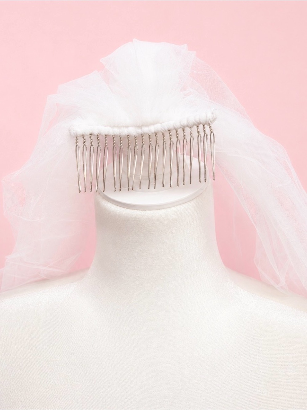 White Bridal Veil with Beaded Edges - Picture 3 of 7